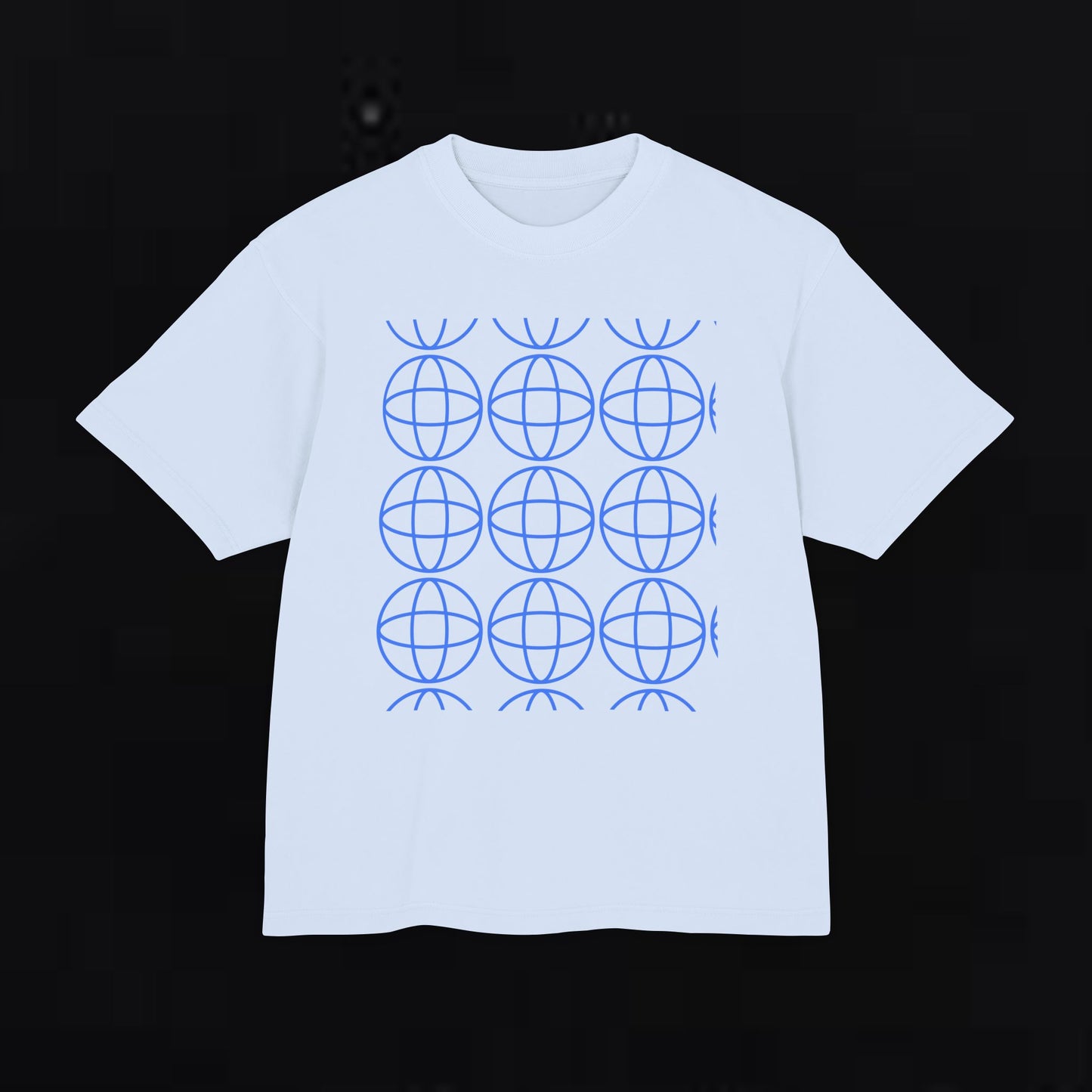 Unisex Urban Heavy Tee with Geometric Globe Design - Trendy Streetwear Top