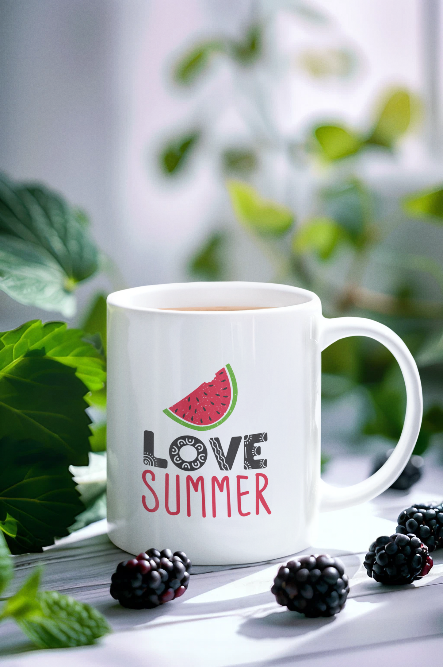 Mug 11oz, Love Summer Watermelon Coffee Cup, Cute Gift for Fruit Lovers, Kitchen Decor, Morning Tea Mug, Tropical Drinkware