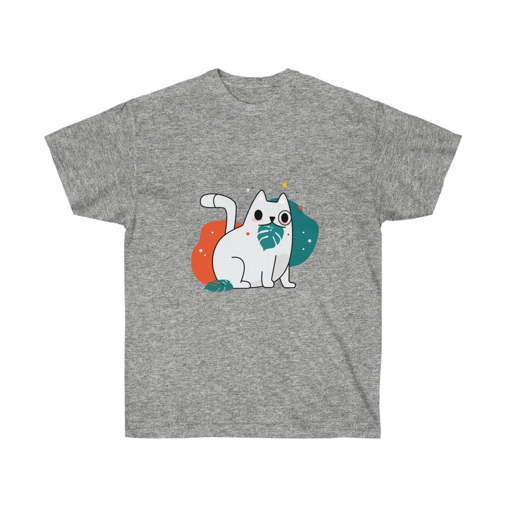 Cat with Leaf Cotton Tee