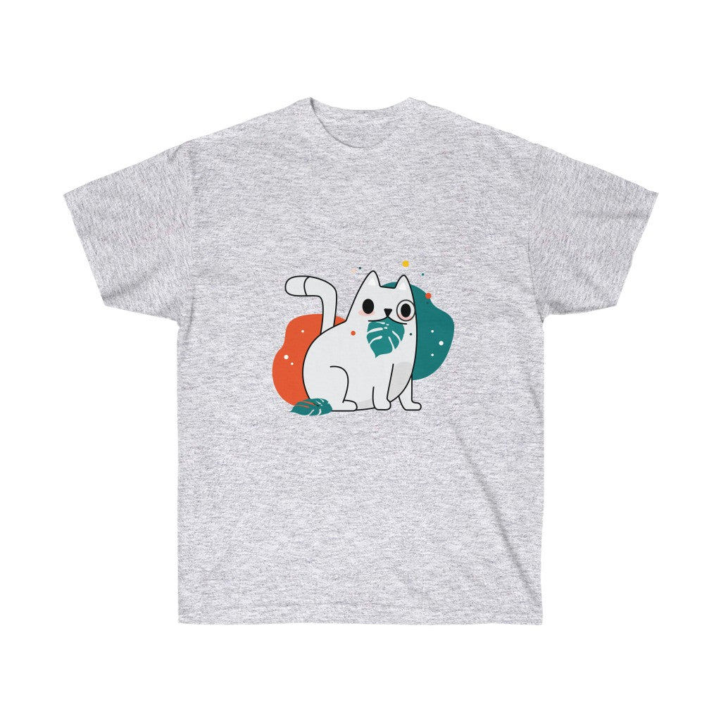 Cat with Leaf Cotton Tee