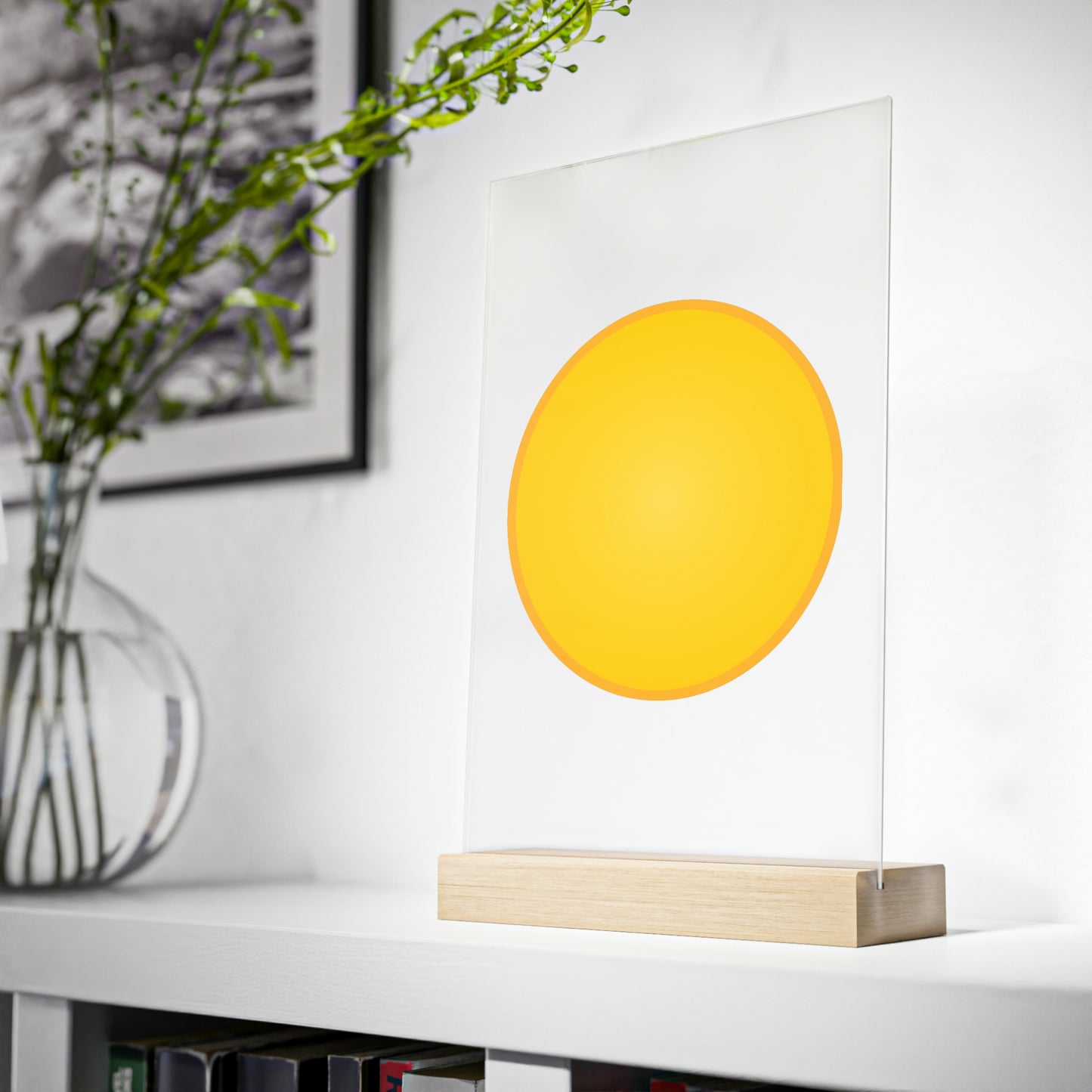 Acrylic Sign with a Wooden Stand