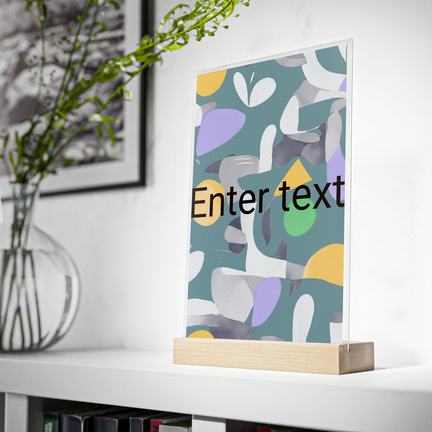 Acrylic Sign with a Wooden Stand