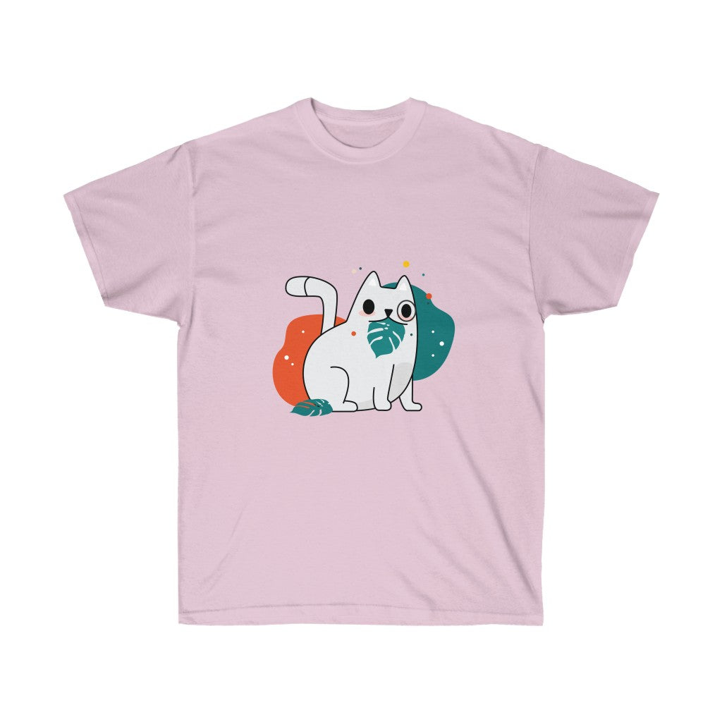 Cat with Leaf Cotton Tee
