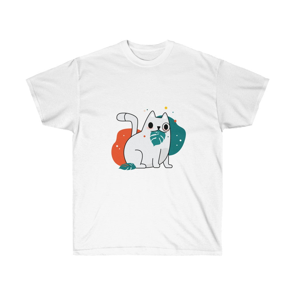 Cat with Leaf Cotton Tee